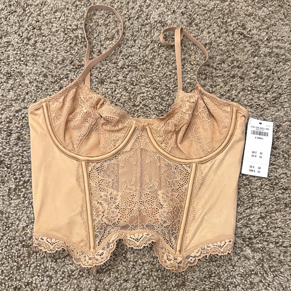 Abercrombie & Fitch Lace Longline Bra Top in Nude NWOT
